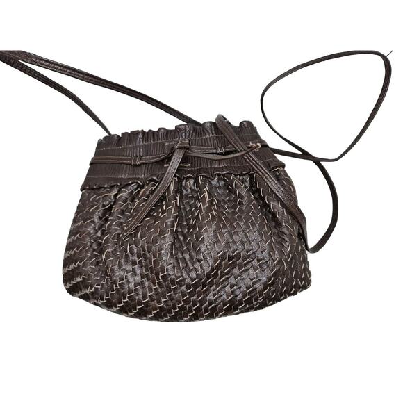 Fendi Shoulder Bag Brown Leather Vintage Braided Pochette Mini Draws 7x5 - Picture 3 of 16